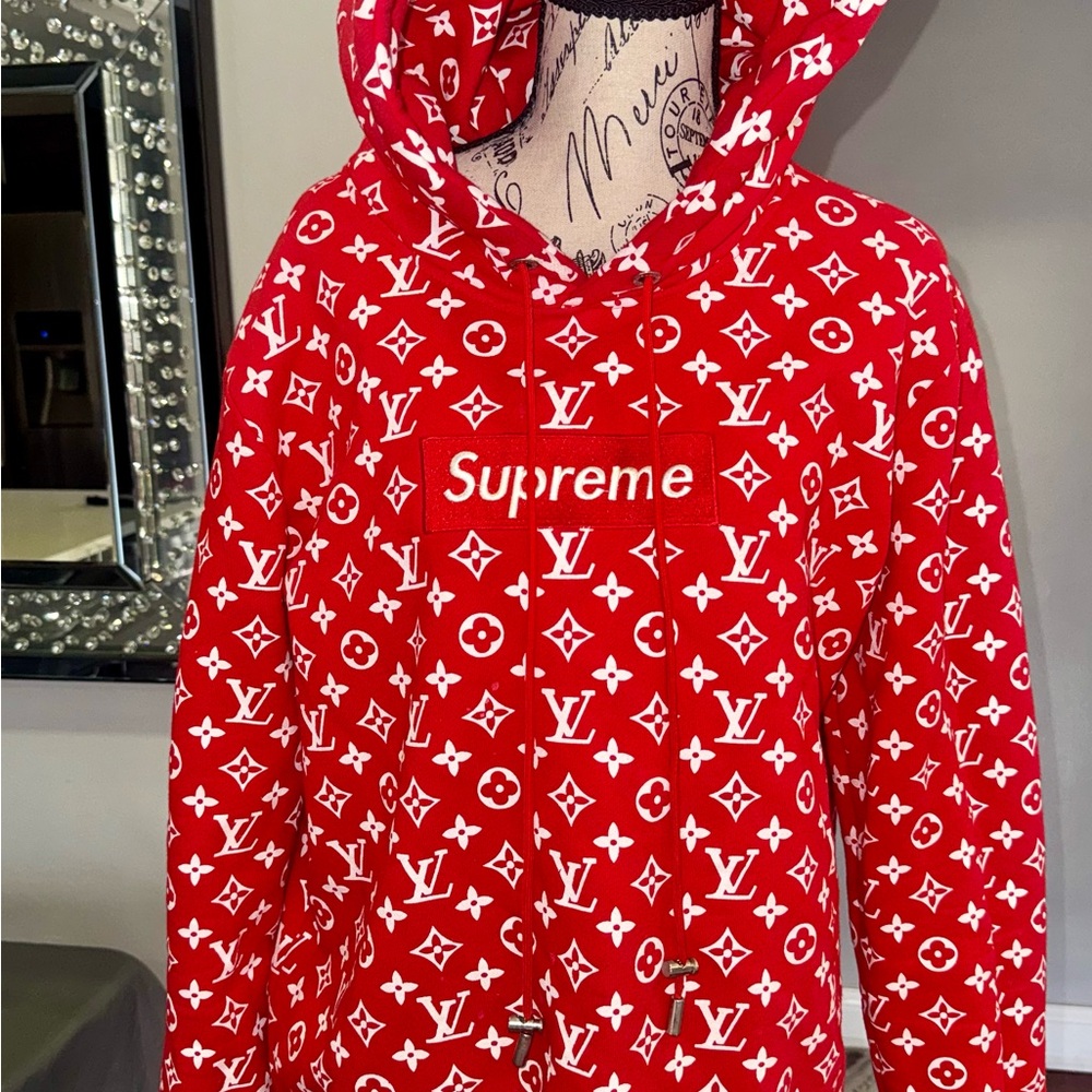 Supreme LV hoodie Jacket in Red and White